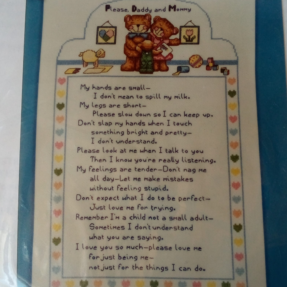 Please Daddy & Mommy counted crosstitch kit.